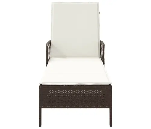 Sauļošanās Krēsls Brūns Un Krēmkrāsas Pe Rattan 157 X 55 X 92 Cm Vidaxl