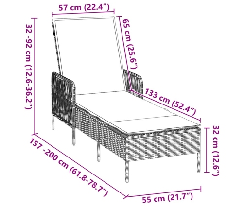 Saulės Gultas Su Pagalve Pilka 157 X 55 X 92Cm Poliratanas