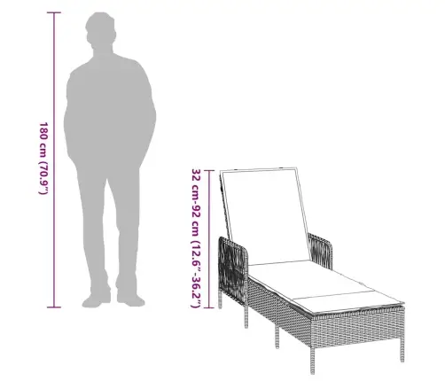 Sauļošanās Krēsls Pelēks Un Tumši Pelēks Pe Rotangpalma Vidaxl