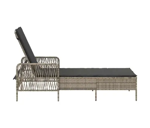 Sauļošanās Krēsls Gaiši Pelēks Pe Rotangpalma 157 X 55 X 92 Cm Vidaxl