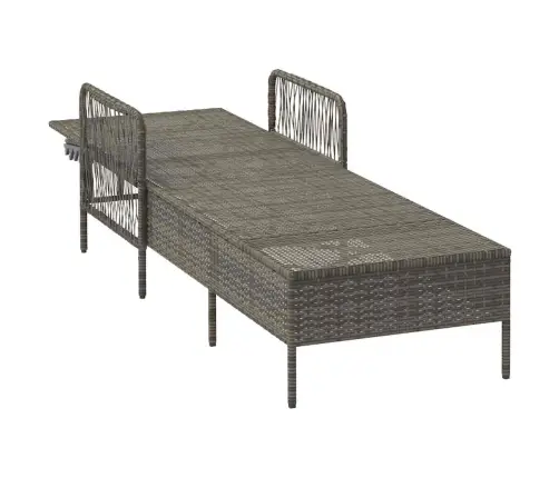 Saulės Gultas Su Pagalve Pilka 157 X 55 X 92Cm Poliratanas