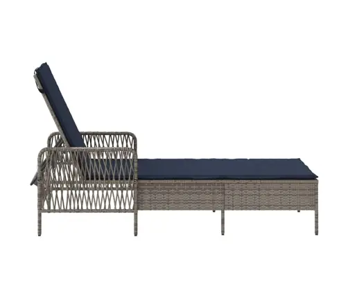 Saulės Gultas Su Pagalve Pilka 157 X 55 X 92Cm Poliratanas