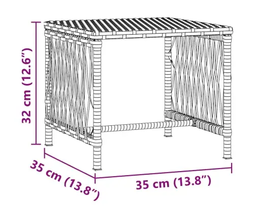 Lamamistool Padjaga 2-Isik 2 Pcs Hall 35 X 35 X 32Cm Polürotang