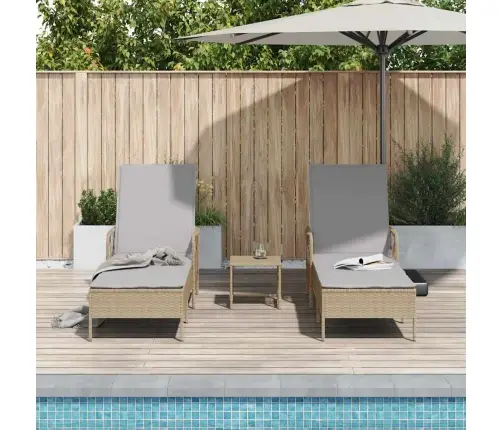 Lamamistool Padjaga 2-Isik 2 Pcs Beež Polürotang