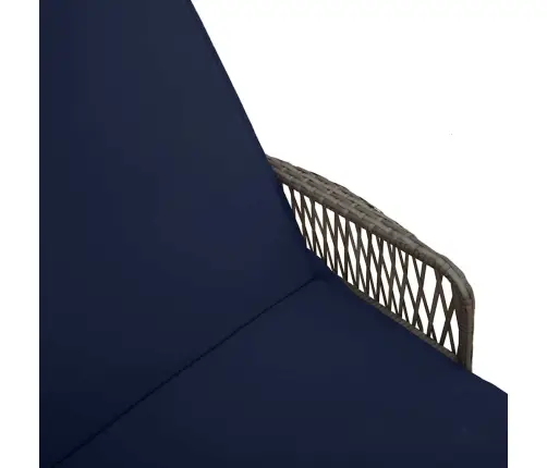 Sauļošanās Krēsls 3 Komplekts Pelēks Un Tumši Zils Vidaxl