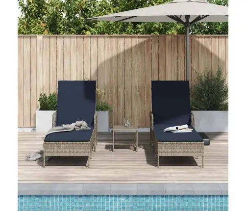 Sauļošanās Krēsls 3 Komplekts Pelēks Un Tumši Zils Vidaxl