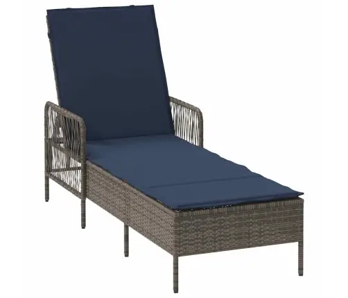 Sauļošanās Krēsls 3 Komplekts Pelēks Un Tumši Zils Vidaxl