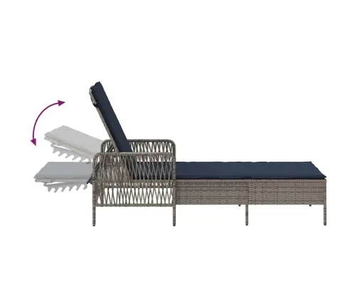 Sauļošanās Krēsls 3 Komplekts Pelēks Un Tumši Zils Vidaxl