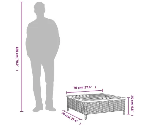 Saulessarga Pamatnes Pārsegs, 70X70X25 Cm, Pe Rotangpalma Vidaxl
