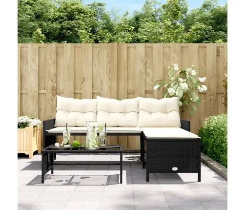 Dārza Dīvāns Ar Galdiņu Un Spilveniem, Melna Pe Rotangpalma Vidaxl