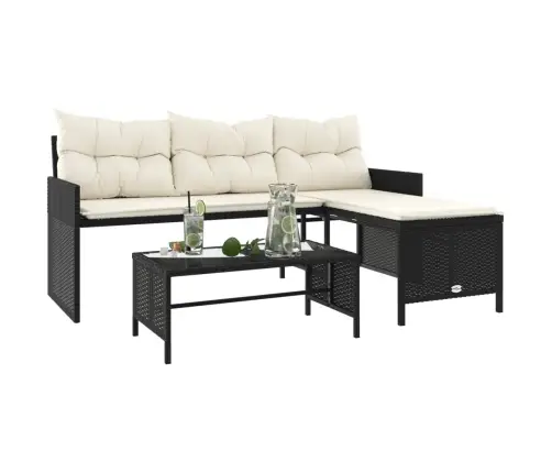 Dārza Dīvāns Ar Galdiņu Un Spilveniem, Melna Pe Rotangpalma Vidaxl