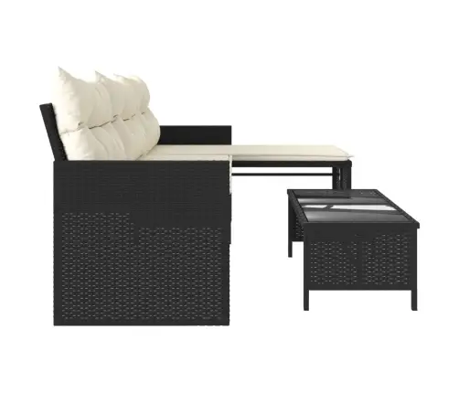 Dārza Dīvāns Ar Galdiņu Un Spilveniem, Melna Pe Rotangpalma Vidaxl