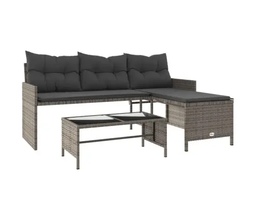 Dārza Dīvāns Ar Galdiņu Un Spilveniem, Pelēka Pe Rotangpalma Vidaxl