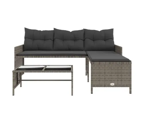 Dārza Dīvāns Ar Galdiņu Un Spilveniem, Pelēka Pe Rotangpalma Vidaxl