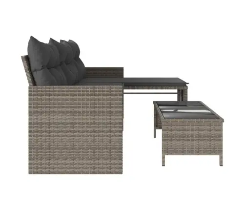 Dārza Dīvāns Ar Galdiņu Un Spilveniem, Pelēka Pe Rotangpalma Vidaxl