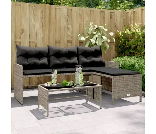 Dārza Dīvāns Ar Galdiņu Un Spilveniem, Pelēka Pe Rotangpalma Vidaxl