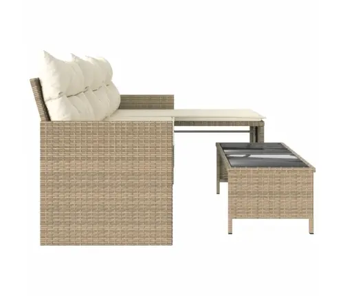 Dārza Dīvāns Ar Galdiņu Un Spilveniem, Bēša Pe Rotangpalma Vidaxl