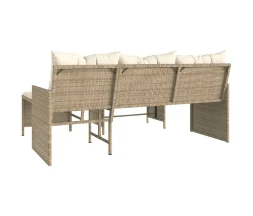 Dārza Dīvāns Ar Galdiņu Un Spilveniem, Bēša Pe Rotangpalma Vidaxl