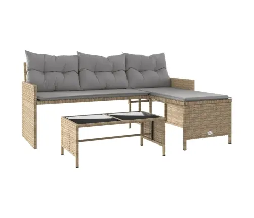 Dārza Dīvāns Ar Galdiņu Un Spilveniem, Bēša Pe Rotangpalma Vidaxl