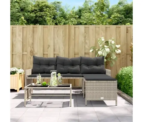 Dārza Dīvāns Ar Galdiņu Un Spilveniem, Pelēka Pe Rotangpalma Vidaxl