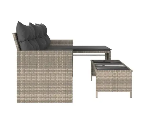 Dārza Dīvāns Ar Galdiņu Un Spilveniem, Pelēka Pe Rotangpalma Vidaxl