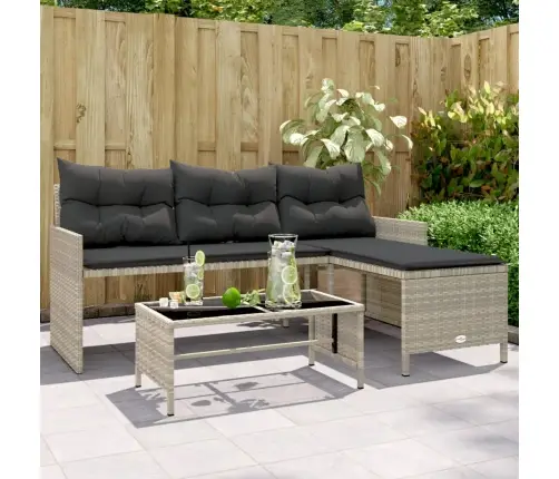 Dārza Dīvāns Ar Galdiņu Un Spilveniem, Pelēka Pe Rotangpalma Vidaxl