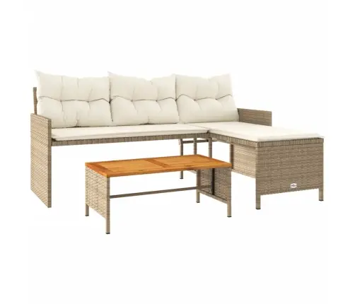 Dārza Dīvāns Ar Galdiņu Un Spilveniem, Bēša Pe Rotangpalma Vidaxl