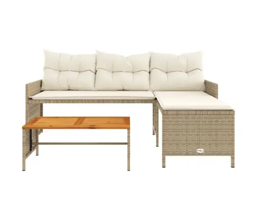 Dārza Dīvāns Ar Galdiņu Un Spilveniem, Bēša Pe Rotangpalma Vidaxl