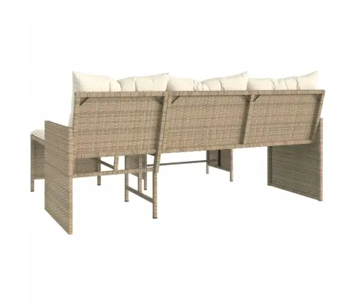 Dārza Dīvāns Ar Galdiņu Un Spilveniem, Bēša Pe Rotangpalma Vidaxl