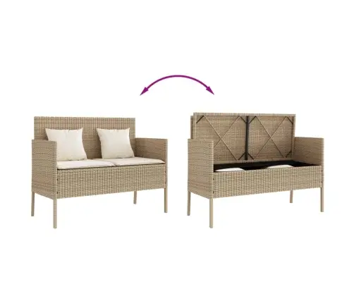 Dārza Sols Ar Matračiem, Bēša Pe Rotangpalma Vidaxl