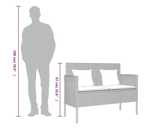 Dārza Sols Ar Matračiem, Gaiši Pelēka Pe Rotangpalma Vidaxl