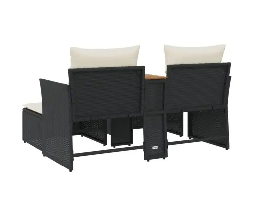 Divvietīgs Dārza Dīvāns Ar Soliem, Melns, Pe Rotangpalma Vidaxl