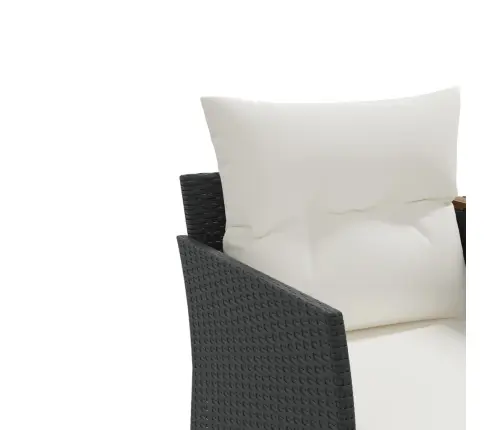 Divvietīgs Dārza Dīvāns Ar Soliem, Melns, Pe Rotangpalma Vidaxl