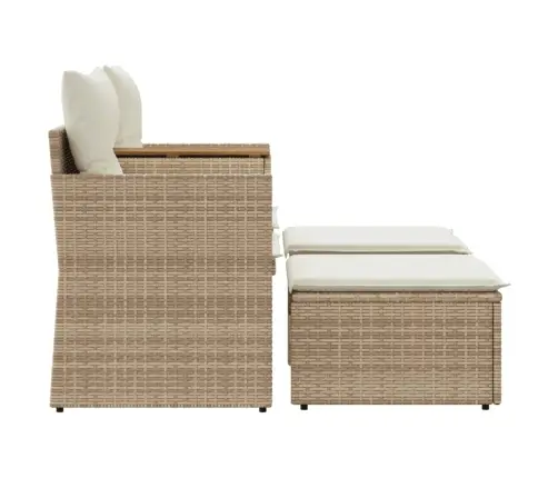 Divvietīgs Dārza Dīvāns Ar Jumtiņu Un Soliņiem, Bēšs, Pe Vidaxl