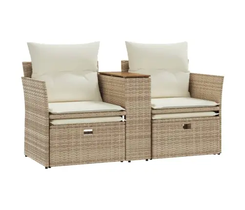 Divvietīgs Dārza Dīvāns Ar Jumtiņu Un Soliņiem, Bēšs, Pe Vidaxl