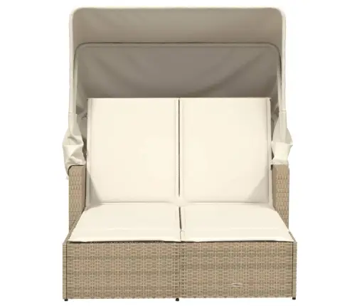 Divvietīgs Sauļošanās Krēsls Ar Jumtiņu, Bēša Pe Rotangpalma Vidaxl Divvietīgs Sauļošanās Krēsls Ar Jumtiņu, Bēša Pe Rotangpalma Vidaxl