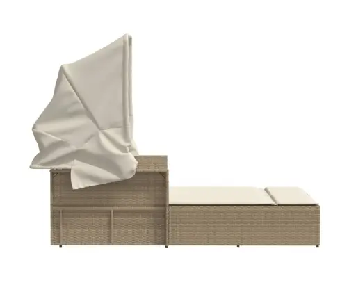 Divvietīgs Sauļošanās Krēsls Ar Jumtiņu, Bēša Pe Rotangpalma Vidaxl Divvietīgs Sauļošanās Krēsls Ar Jumtiņu, Bēša Pe Rotangpalma Vidaxl