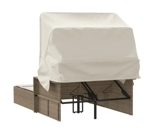 Divvietīgs Sauļošanās Krēsls Ar Jumtiņu, Bēša Pe Rotangpalma Vidaxl Divvietīgs Sauļošanās Krēsls Ar Jumtiņu, Bēša Pe Rotangpalma Vidaxl