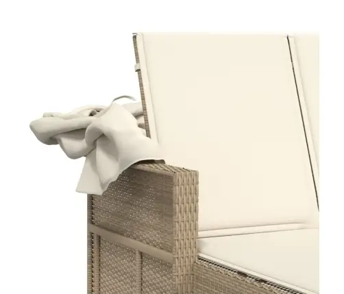 Divvietīgs Sauļošanās Krēsls Ar Jumtiņu, Bēša Pe Rotangpalma Vidaxl Divvietīgs Sauļošanās Krēsls Ar Jumtiņu, Bēša Pe Rotangpalma Vidaxl