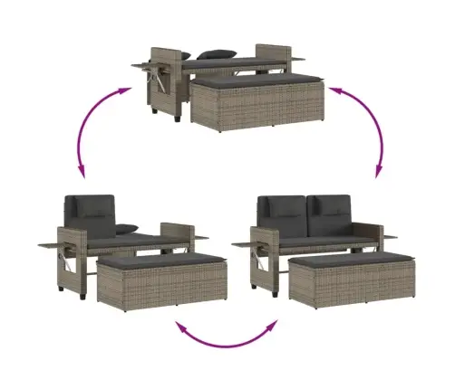 Atgāžams Dārza Krēsls Ar Matračiem, Pelēka Pe Rotangpalma Vidaxl