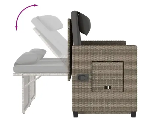 Atgāžams Dārza Krēsls Ar Matračiem, Pelēka Pe Rotangpalma Vidaxl