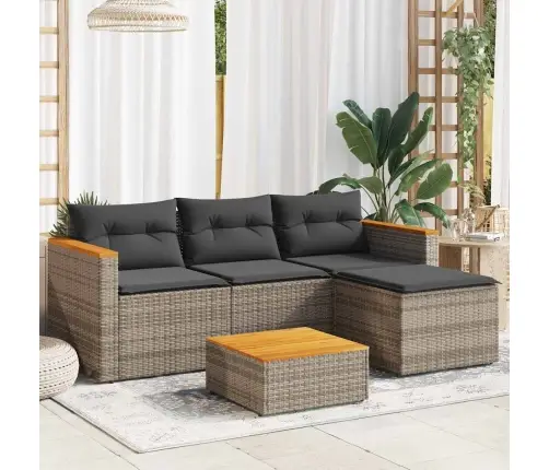 3-Daļīgs Dārza Dīvāna Komplekts Ar Matračiem, Pelēks Pe Pinums Vidaxl