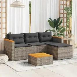 3-Daļīgs Dārza Dīvāna Komplekts Ar Matračiem, Pelēks Pe Pinums Vidaxl