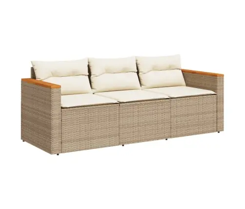 Trīsvietīgs Dārza Dīvāns Ar Matračiem, Bēša Pe Rotangpalma Vidaxl