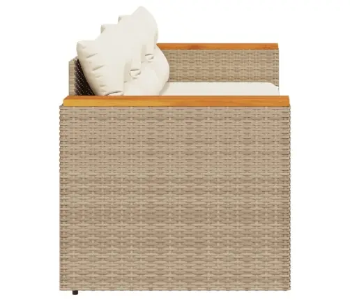 Trīsvietīgs Dārza Dīvāns Ar Matračiem, Bēša Pe Rotangpalma Vidaxl