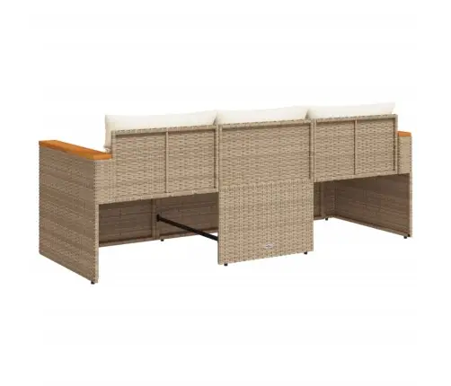 Trīsvietīgs Dārza Dīvāns Ar Matračiem, Bēša Pe Rotangpalma Vidaxl