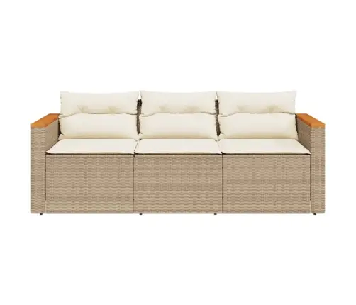 Trīsvietīgs Dārza Dīvāns Ar Matračiem, Bēša Pe Rotangpalma Vidaxl