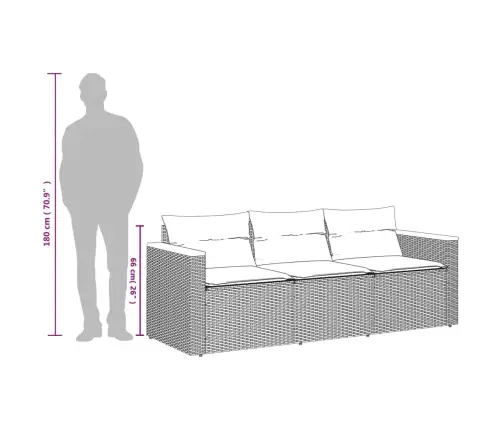 Trīsvietīgs Dārza Dīvāns Ar Matračiem, Bēša Pe Rotangpalma Vidaxl