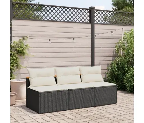 Sodo Sofos Dalys Su Pagalvėlėmis, 2Vnt., Juodos, Poliratanas