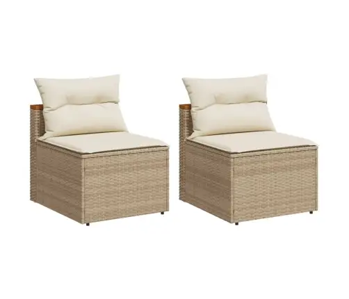 Sodo Sofos Dalys Su Pagalvėlėmis, 2Vnt., Smėlio, Poliratanas